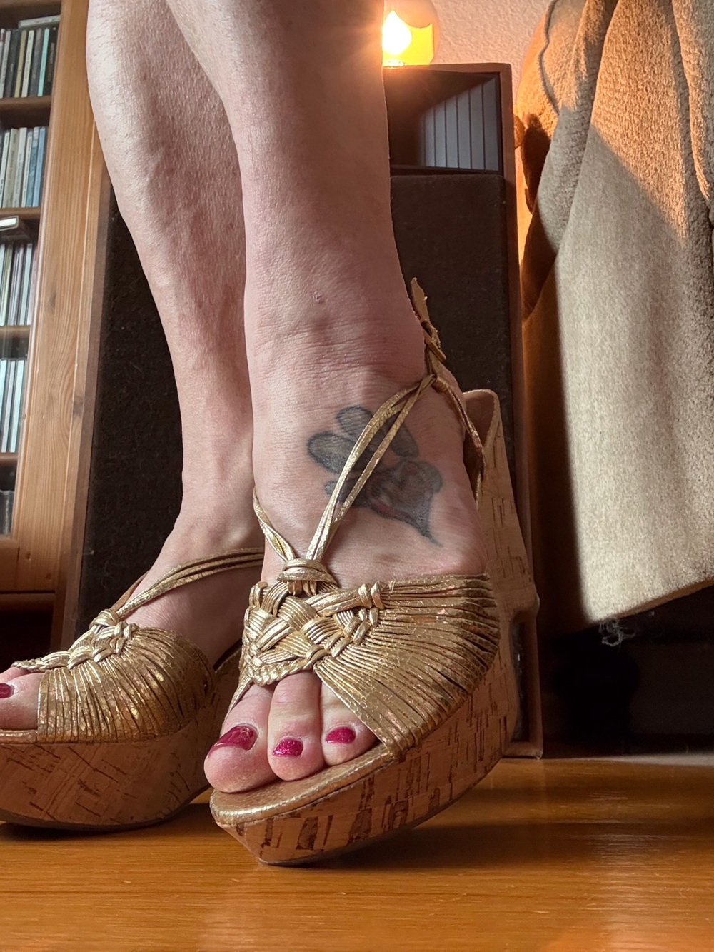 Franco Sarato gold wedge heels